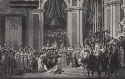 De kroning van Napoleon als keizer van Frankrijk in de Notre Dame de Paris, 1804 door after Jacques Louis David