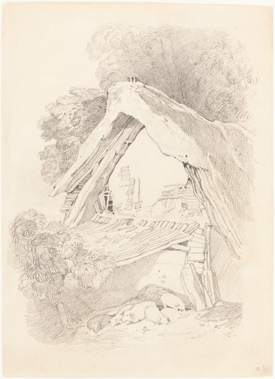 Cottage in Diss door after John Sell Cotman British 19th Century