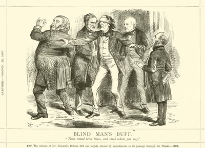 Blindemannetje door after John Tenniel