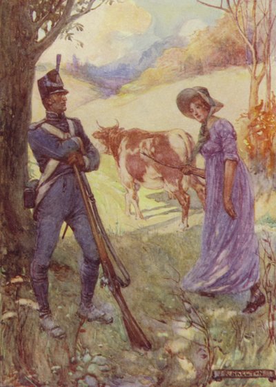 Laura Secord passeerde de Amerikaanse wachtposten met een koe voor zich door after Joseph Ratcliffe Skelton