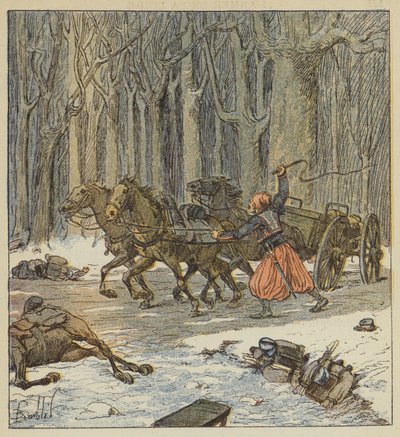 Jonge zouaaf brengt in zijn eentje een kanon terug door after Louis Charles Bombled