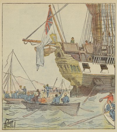 De Keizer in Plymouth, aan boord van de Bellerophon door after Louis Charles Bombled