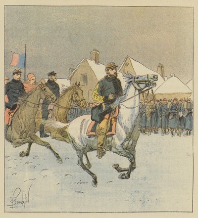 Kolonel de Lipowski inspecteert de linies in de slag bij Alençon door after Louis Charles Bombled