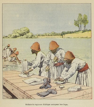 Soldaten van het Afrikaanse regiment die hun was doen door after Louis Charles Bombled