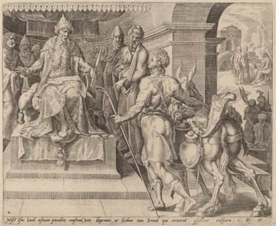 David Brengt Geschenken van Zijn Vader naar Saul door after Maerten van Heemskerck