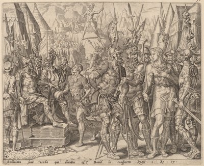 Davids Broer Vertelt Hem over de Uitdaging van Goliath door after Maerten van Heemskerck