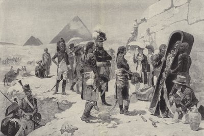 Napoleon voor de piramides, contemplerend de mummie van een farao door after Maurice Henri Orange