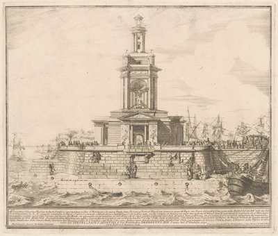 De Prima Macchina voor de Chinea van 1750: De Nieuwe Pier van Napels door after Michelangelo Specchi Jérôme Charles Bellicard