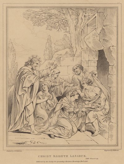 Christus wekt Lazarus op, Lucas door after Peter Paul Rubens