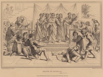 De Dood van Ananias, Handelingen door after Raphael
