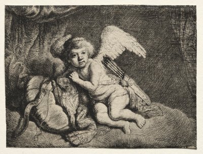 Cupido Rust Uit door after Rembrandt van Rijn
