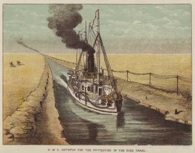 HMS Hotspur ter bescherming van het Suezkanaal door after Richard Simkin