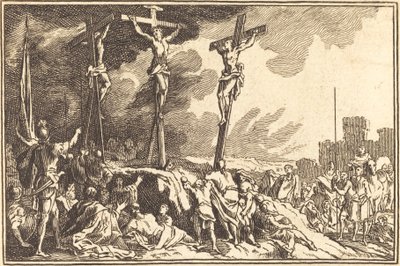 Christus aan het kruis tussen de twee dieven door after Sébastien Le Clerc I