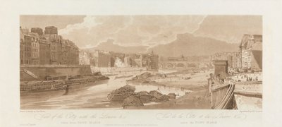 Uitzicht op de stad met het Louvre. 1802; Plaat 3 uit Uitzichten in Parijs, het Emanuel volume door after Thomas Girtin