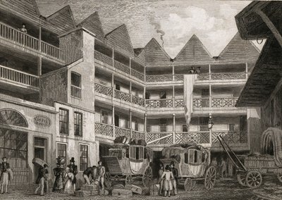 The Old Bull and Mouth Inn, St. Martins-le-Grand, 1831 door Thomas Hosmer after Shepherd
