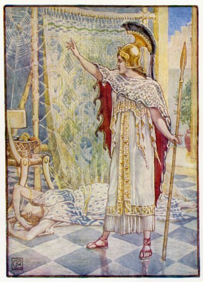 Ze veranderde haar in een spin door after Walter Crane