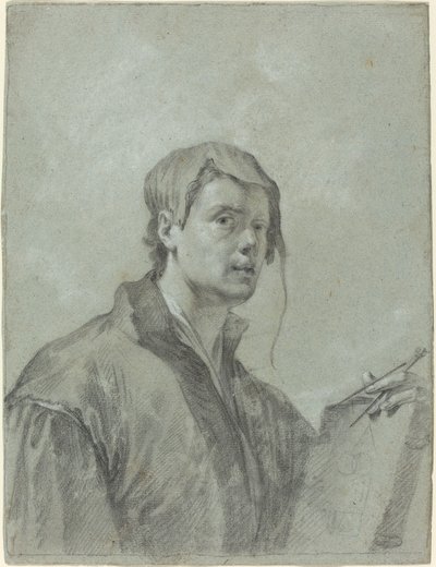 Een Kunstenaar met een Boek en Kompas door after Willem Drost