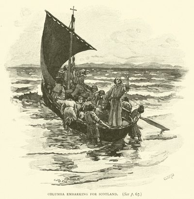 Columba vertrekt naar Schotland door after William Henry Margetson