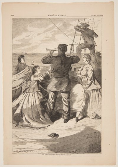De nadering van de Britse piraat "Alabama" door after Winslow Homer