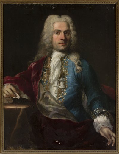 Portret van een man met een pruik en een brief door anonymous 