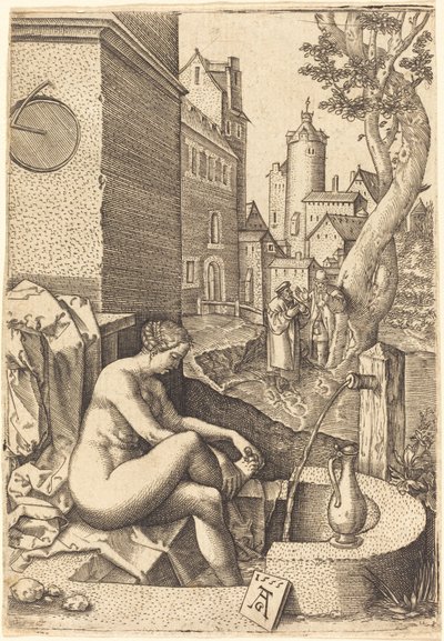 Susanna Verrast door de Twee Ouderen door anonymous Germany 16th Century after Heinrich Aldegrever