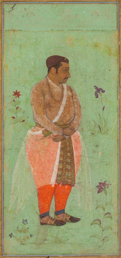 Portret van Suraj Singh Rathor, Raja van Marwar en Moederlijke Oom van Shah Jahan: Een Pagina uit het Prince Khurram Album door attributed to Bishandas
