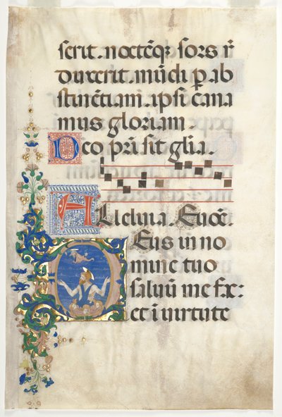 Blad uit een Graduale: Initiaal (D) met Johannes de Doper door attributed to Francesco d