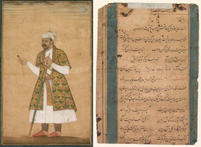 Een Hofdienaar, Mogelijk Khan Alam, die een Spinel en een Deccan Zwaard Vasthoudt door attributed to Govardhan