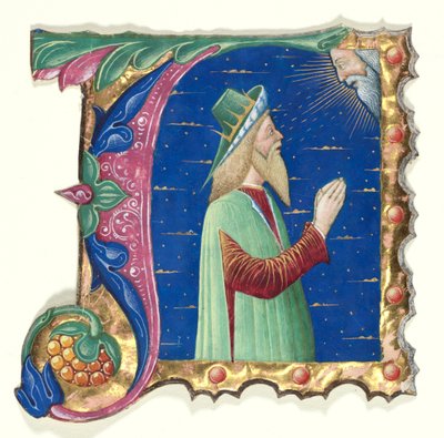 Initiaal A uit een koorboek met koning David door attributed to Guglielmo Giraldi del Magri [or