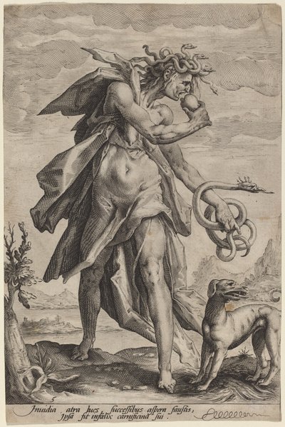 Afgunst door attributed to Jacob Matham, after Hendrik Goltzius