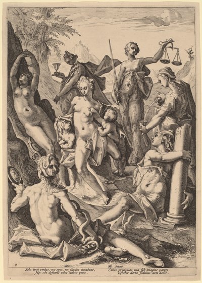De Zeven Deugden door attributed to Jacob Matham, after Hendrik Goltzius