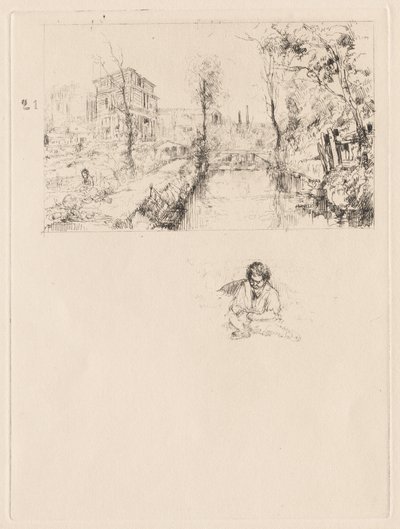 [Landschap met Brug en Kind] door attributed to Jean Louis Richter