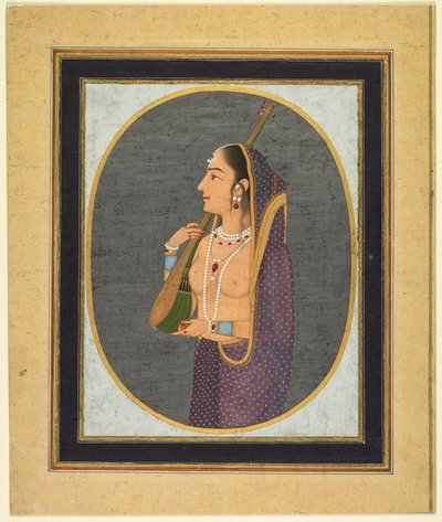 Hofdame die zingt en de vina bespeelt door attributed to Muhammad Rizavi Hindi