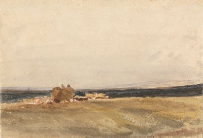 Een Hooiwagen in een Open Landschap door attributed to Peter DeWint