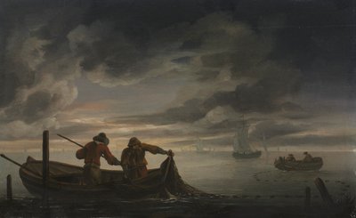 Een Estuarium Scène met Visser door attributed to Rafel Govertsz. Camphuysen