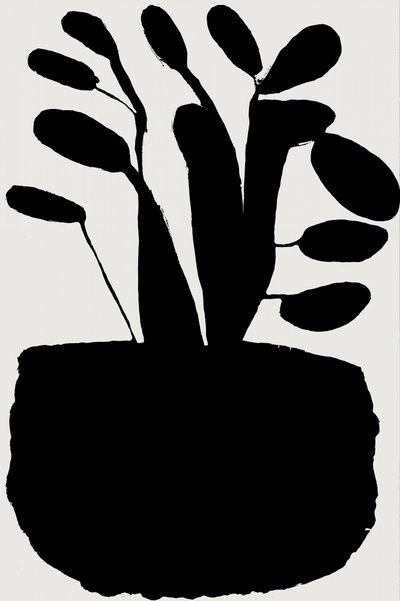 Zwart botanisch silhouet door cartissi