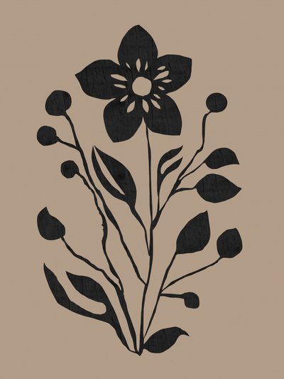 Zwart botanisch silhouet door cartissi