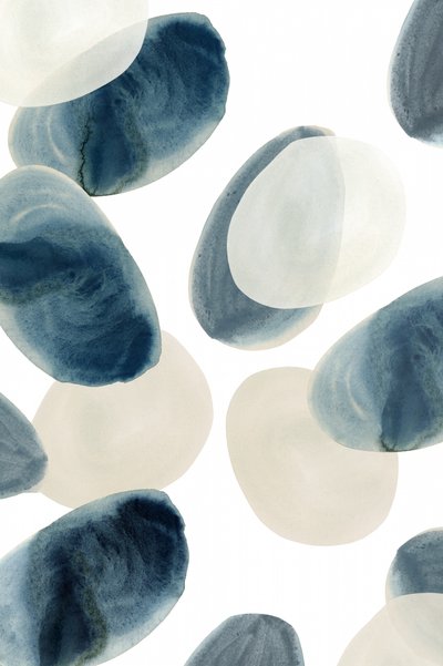 Blauw-beige organische vormen door cartissi