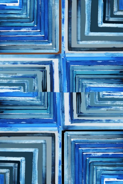 Blauwe geometrische stroming door cartissi