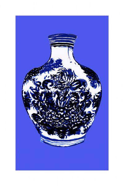 Blauw-witte vaas door cartissi