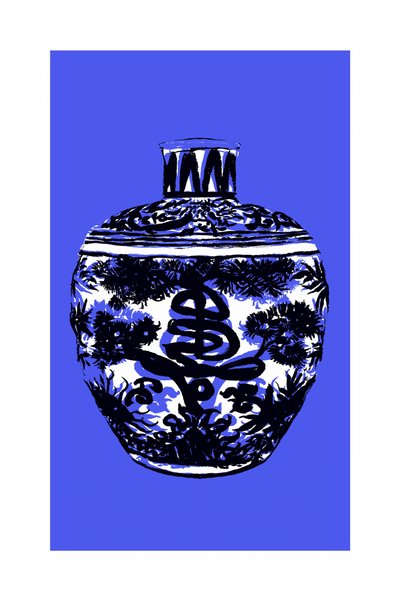 Chinese blauwe porseleinen pot door cartissi