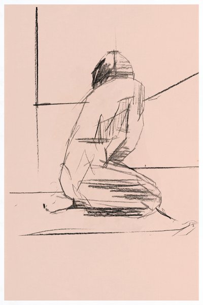 Contemplatieve knielende figuur door cartissi