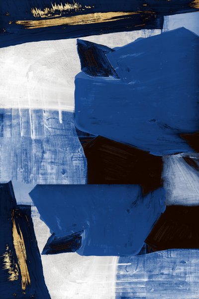 Dynamisch blauw-goud abstract door cartissi