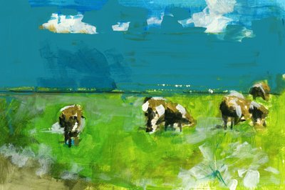 Landschap met grazende koeien door cartissi