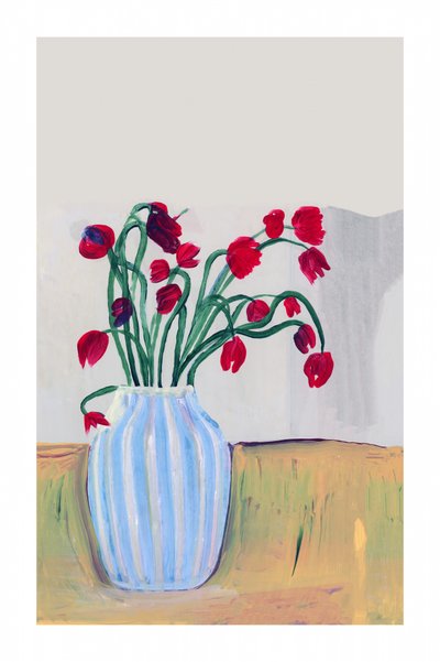 Stilleven met rode bloemen door cartissi
