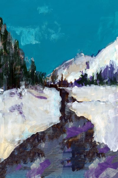 Blauwgroene lucht, winterse rivier door cartissi