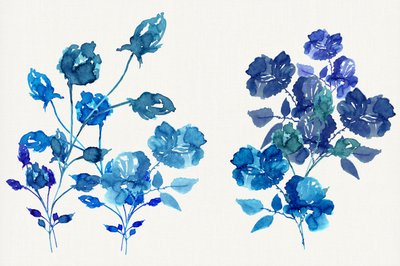 Aquarel: Blauwe bloesems door cartissi
