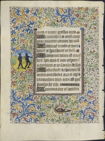 Blad uit een getijdenboek: Twee duivels (verso) door circle of Coëtivy Master