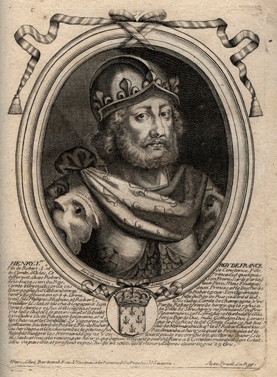 Dynastie van de Capetingen: Portret van Hendrik I (1009-1060), Koning van de Franken van 1031 tot 1060 - Hendrik I (1009-1060) Koning van Frankrijk - gravure uit 