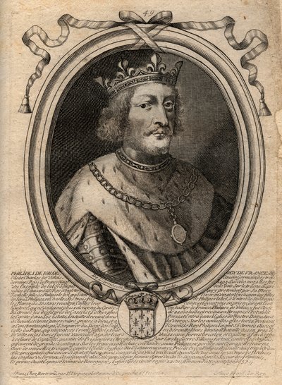Portret van Filips VI van Valois (1294 - 1350), koning van Frankrijk - gravure uit 